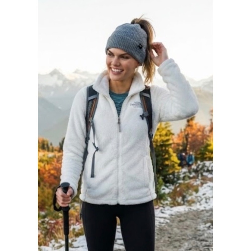 The North Face Osito Full Zip Fleece Jacket White Gray Womens Medium